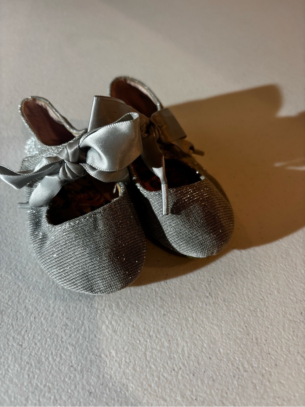 Silver Baby Girls Bow-Accent Dress Shoes